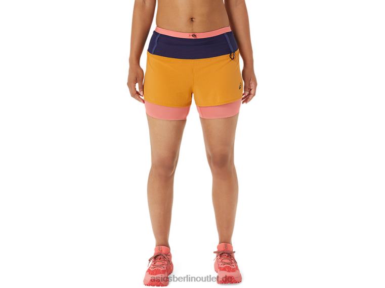 Fujitrail 2-n-1-Shorts für Damen BL4N2537Asics Sandsturm/Papaya
