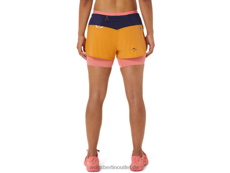 Fujitrail 2-n-1-Shorts für Damen BL4N2537Asics Sandsturm/Papaya