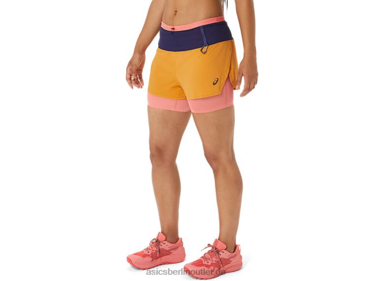 Fujitrail 2-n-1-Shorts für Damen BL4N2537Asics Sandsturm/Papaya