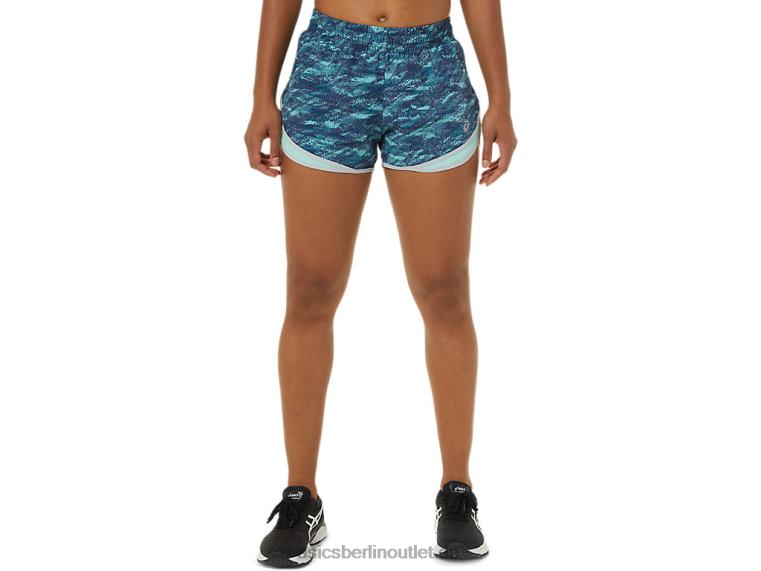 Pr Lyte 2,5-Zoll-Laufshorts für Damen BL4N3864Asics Blaugrüner Druck/frisches Eis/Grau