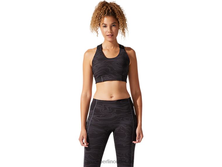 Damen-BH mit Paspelierung und Grafik BL4N4022Asics Performance-Schwarz/Trägergrau