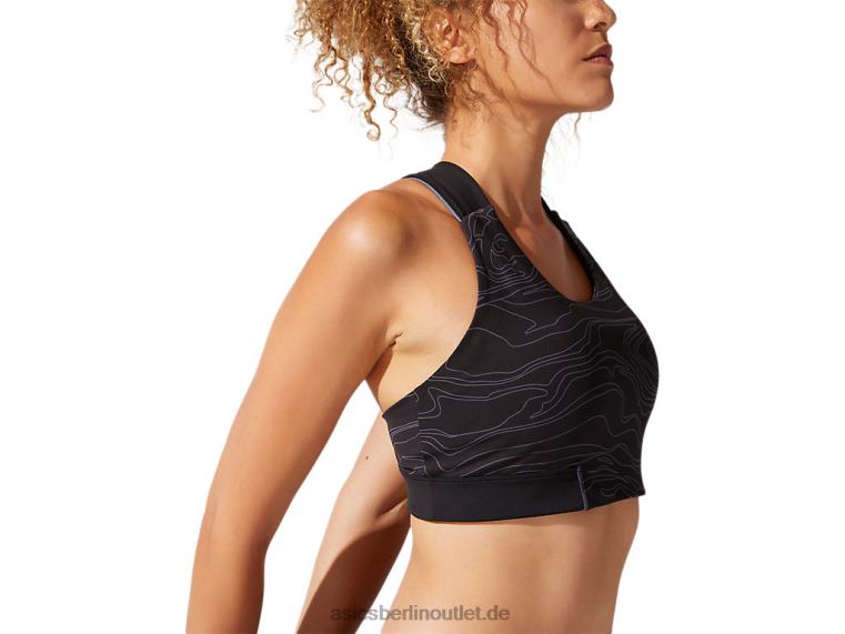 Damen-BH mit Paspelierung und Grafik BL4N4022Asics Performance-Schwarz/Trägergrau