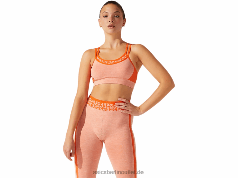 Nahtloser, verkürzter Damen-BH mit Logo BL4N3927Asics Ringelblumenorange/Sonnenpfirsich