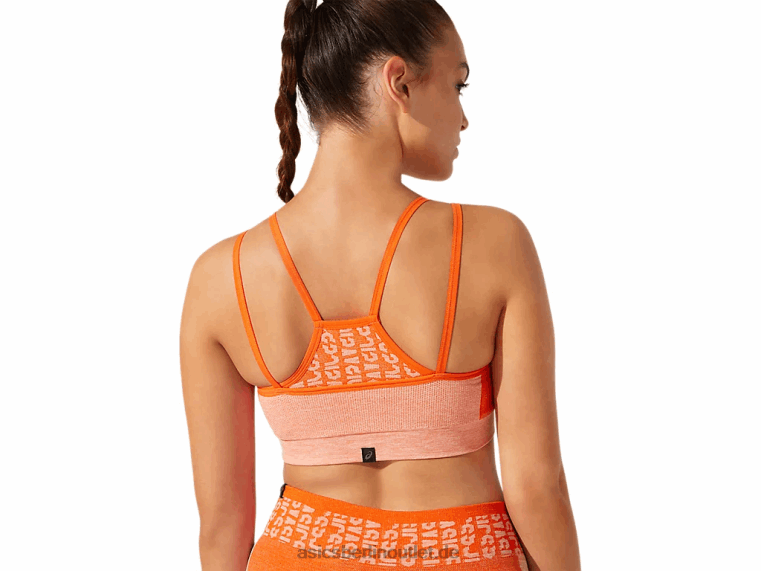 Nahtloser, verkürzter Damen-BH mit Logo BL4N3927Asics Ringelblumenorange/Sonnenpfirsich