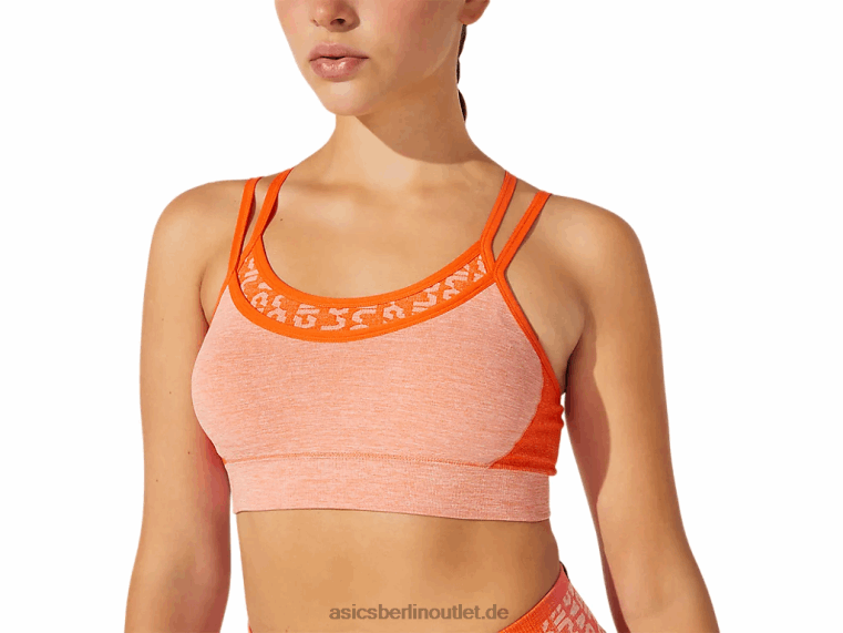 Nahtloser, verkürzter Damen-BH mit Logo BL4N3927Asics Ringelblumenorange/Sonnenpfirsich