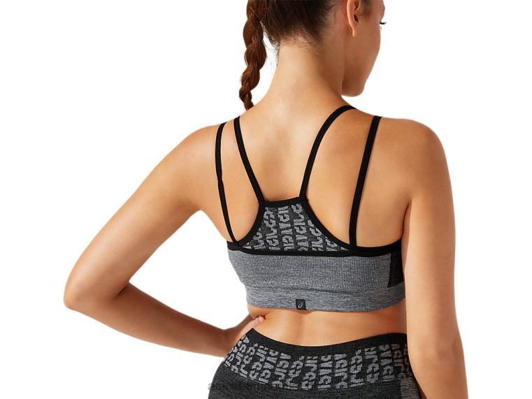 Nahtloser, verkürzter Damen-BH mit Logo BL4N3928Asics Performance-Schwarz/Graphitgrau