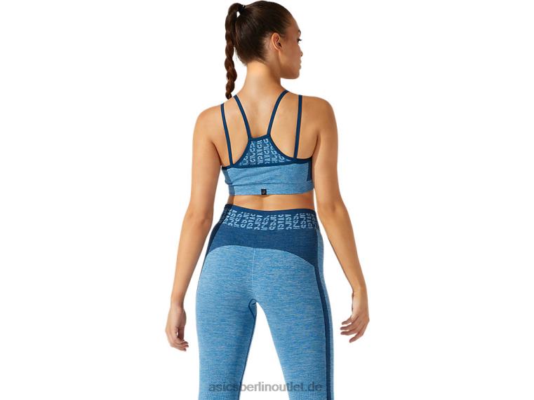 Nahtloser, verkürzter Damen-BH mit Logo BL4N3941Asics wiedergeborenes Blau/Makoblau