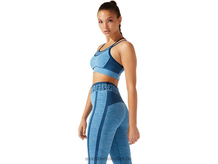 Nahtloser, verkürzter Damen-BH mit Logo BL4N3941Asics wiedergeborenes Blau/Makoblau