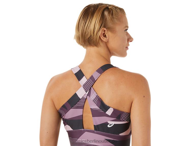 Neuer Strong 92 bedruckter BH für Damen BL4N3337Asics kaum Rosendruck