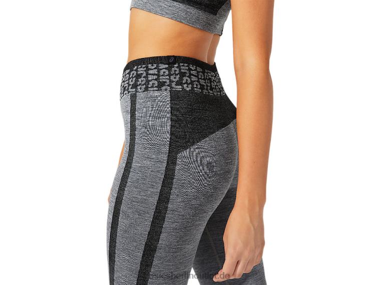 Kurze, nahtlose Damen-Tight mit Logo BL4N3935Asics Performance-Schwarz/Graphitgrau
