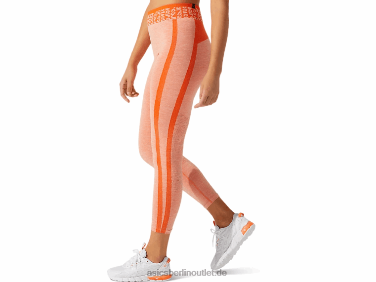 Kurze, nahtlose Damen-Tight mit Logo BL4N3940Asics Ringelblumenorange/Sonnenpfirsich