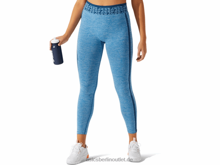 Kurze, nahtlose Damen-Tight mit Logo BL4N3947Asics wiedergeborenes Blau/Makoblau
