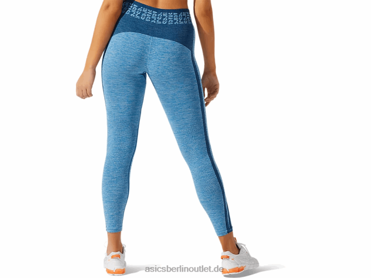 Kurze, nahtlose Damen-Tight mit Logo BL4N3947Asics wiedergeborenes Blau/Makoblau
