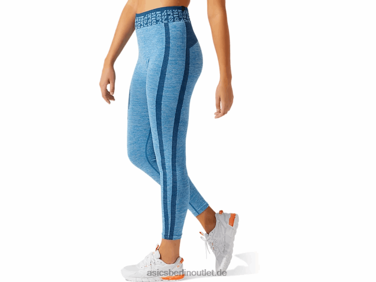 Kurze, nahtlose Damen-Tight mit Logo BL4N3947Asics wiedergeborenes Blau/Makoblau