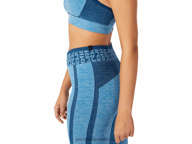 Kurze, nahtlose Damen-Tight mit Logo BL4N3947Asics wiedergeborenes Blau/Makoblau