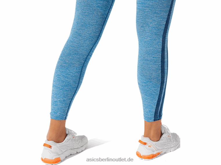Kurze, nahtlose Damen-Tight mit Logo BL4N3947Asics wiedergeborenes Blau/Makoblau