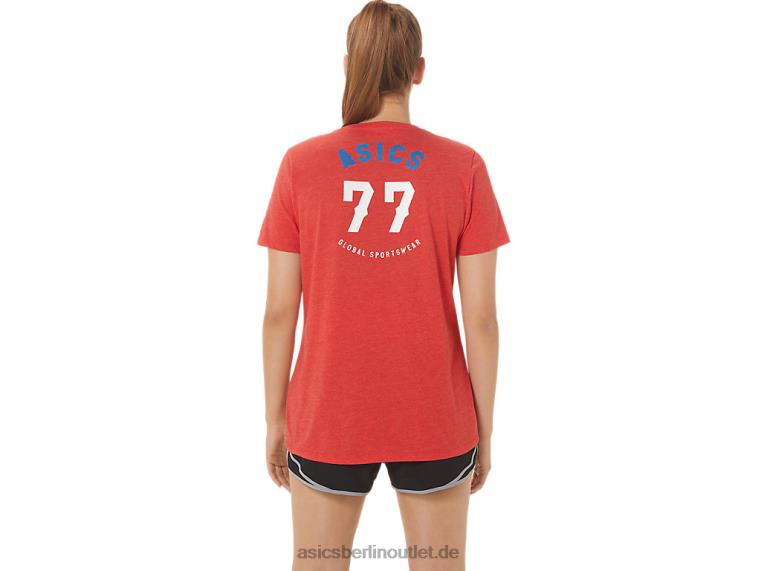 1977 Heritage Americana V-Ausschnitt für Damen BL4N2821Asics klassisches rotes Heidekraut