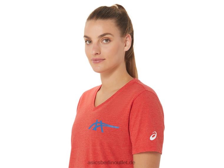 1977 Heritage Americana V-Ausschnitt für Damen BL4N2821Asics klassisches rotes Heidekraut