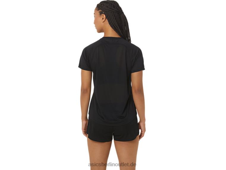 Damen-CJ-Line-Light-Kurzarmoberteil BL4N2337Asics Performance-Schwarz/Flüstergrün