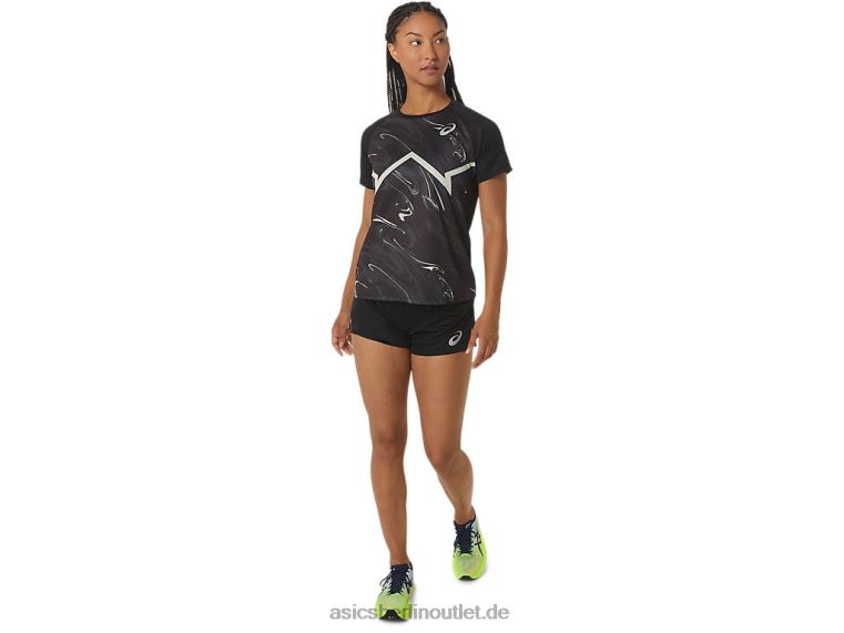 Damen-CJ-Line-Light-Kurzarmoberteil BL4N2337Asics Performance-Schwarz/Flüstergrün