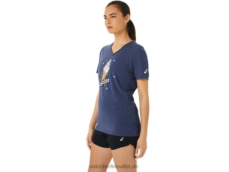 Damen-Eiscreme in heißen kurzen Ärmeln BL4N3194Asics Peacoat-Heidekraut