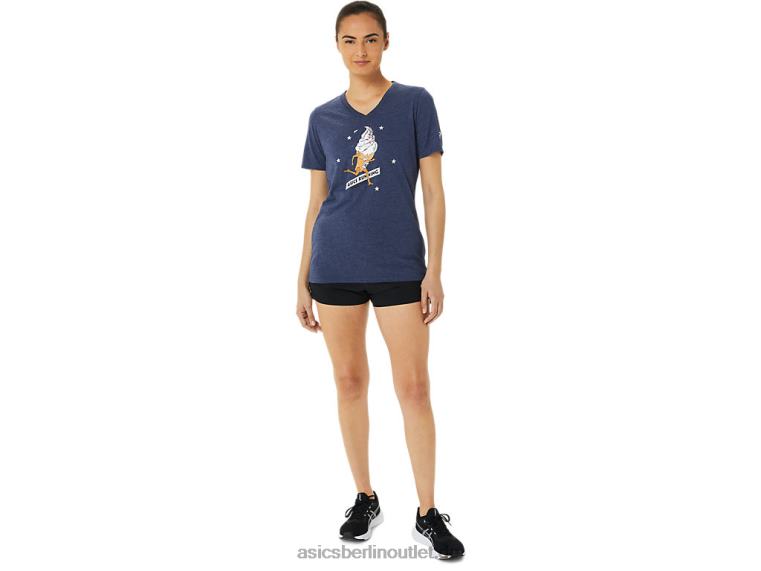 Damen-Eiscreme in heißen kurzen Ärmeln BL4N3194Asics Peacoat-Heidekraut