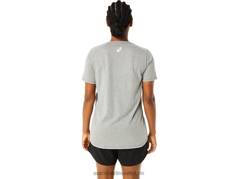 Damen-Kurzarm-Print mit V-Ausschnitt BL4N3626Asics mittelgraues Heidekraut