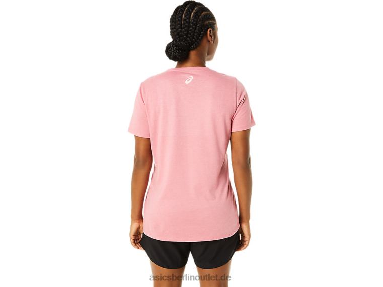 Damen-Kurzarm-Print mit V-Ausschnitt BL4N3707Asics rauchiges Rosenheidekraut
