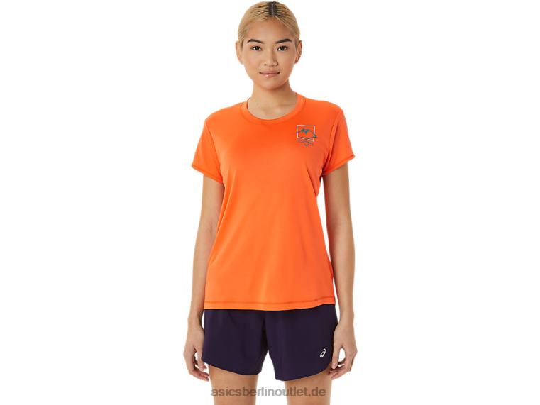 Damen-Kurzarmoberteil mit Fujitrail-Logo BL4N3075Asics Nova-Orange