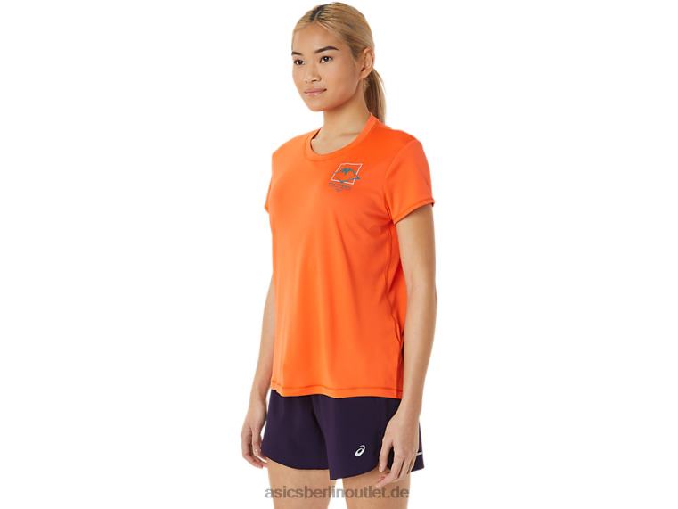 Damen-Kurzarmoberteil mit Fujitrail-Logo BL4N3075Asics Nova-Orange