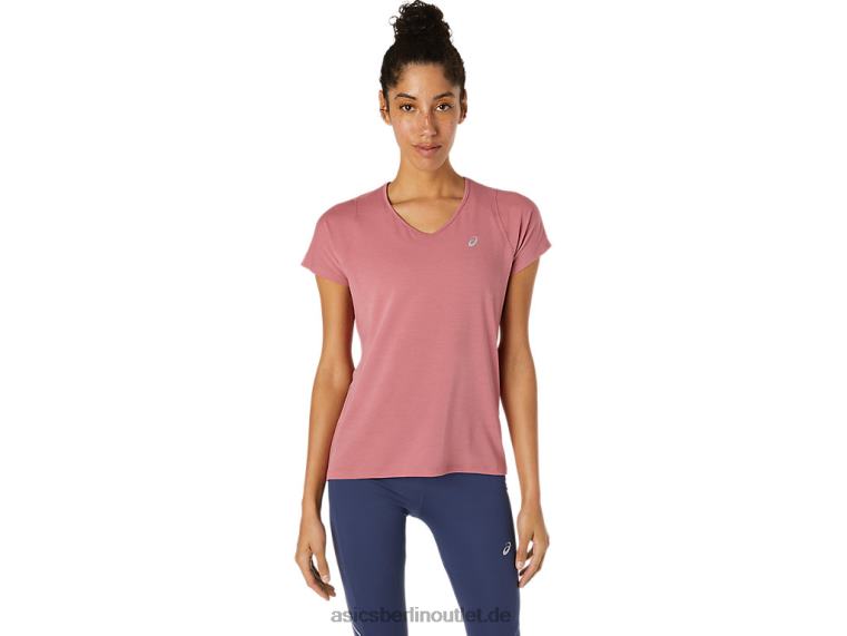 Damen-Kurzarmoberteil mit V-Ausschnitt BL4N3832Asics rauchige Rose