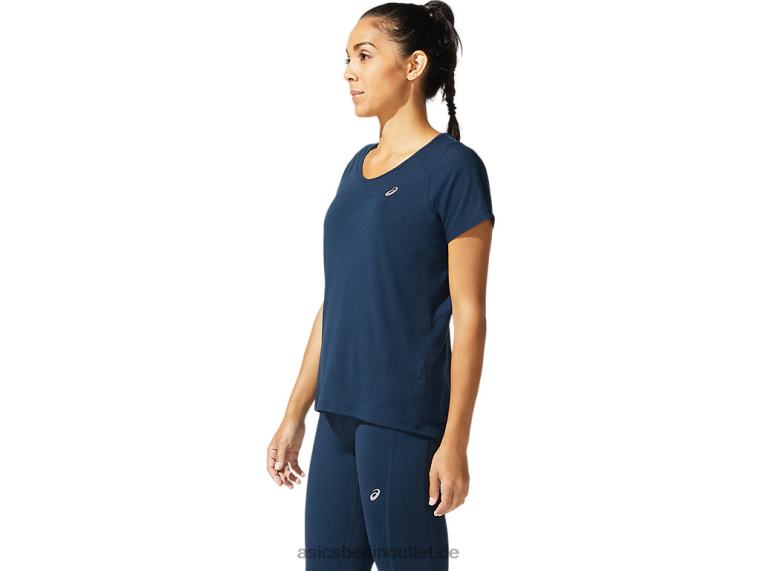 Damen-Kurzarmoberteil mit V-Ausschnitt BL4N4044Asics französisches Blau
