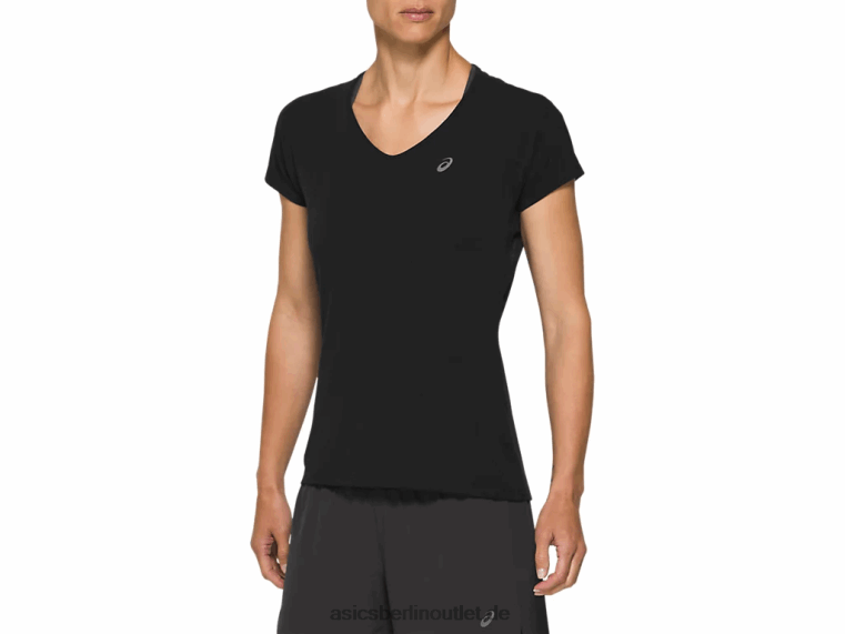Damen-Kurzarmoberteil mit V-Ausschnitt BL4N4183Asics Leistung schwarz