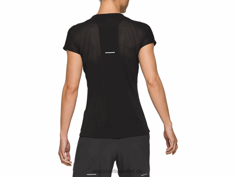 Damen-Kurzarmoberteil mit V-Ausschnitt BL4N4183Asics Leistung schwarz