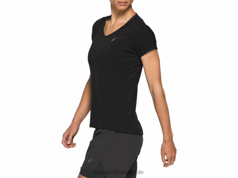 Damen-Kurzarmoberteil mit V-Ausschnitt BL4N4183Asics Leistung schwarz