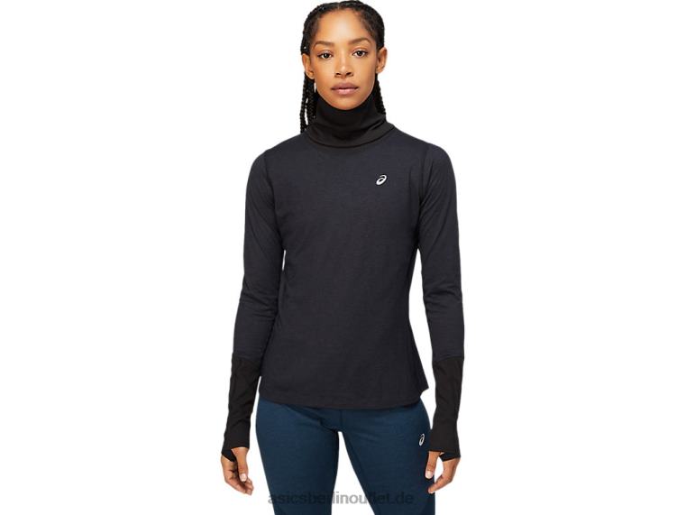 Damen-Langarmoberteil aus Wollripp BL4N3621Asics Performance-Schwarz/Graphitgrau
