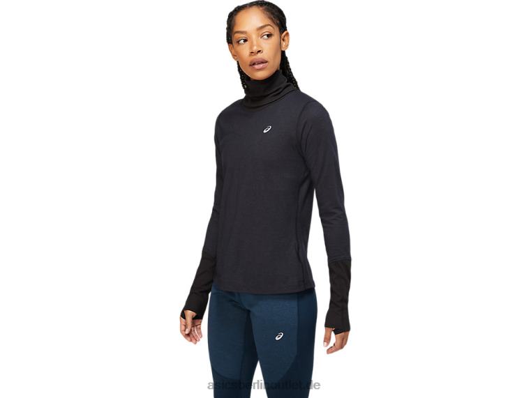 Damen-Langarmoberteil aus Wollripp BL4N3621Asics Performance-Schwarz/Graphitgrau