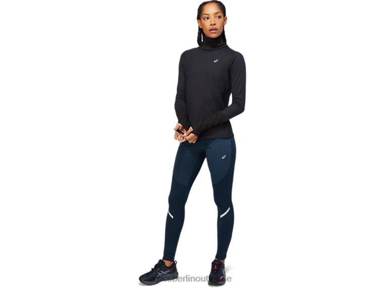 Damen-Langarmoberteil aus Wollripp BL4N3621Asics Performance-Schwarz/Graphitgrau