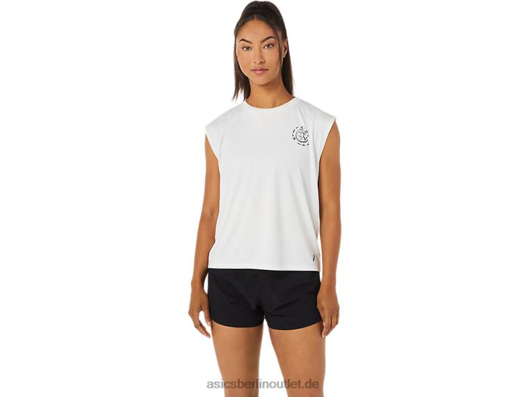Damen-Laufoberteil „Ocean Waste“. BL4N3483Asics natürliches Weiß
