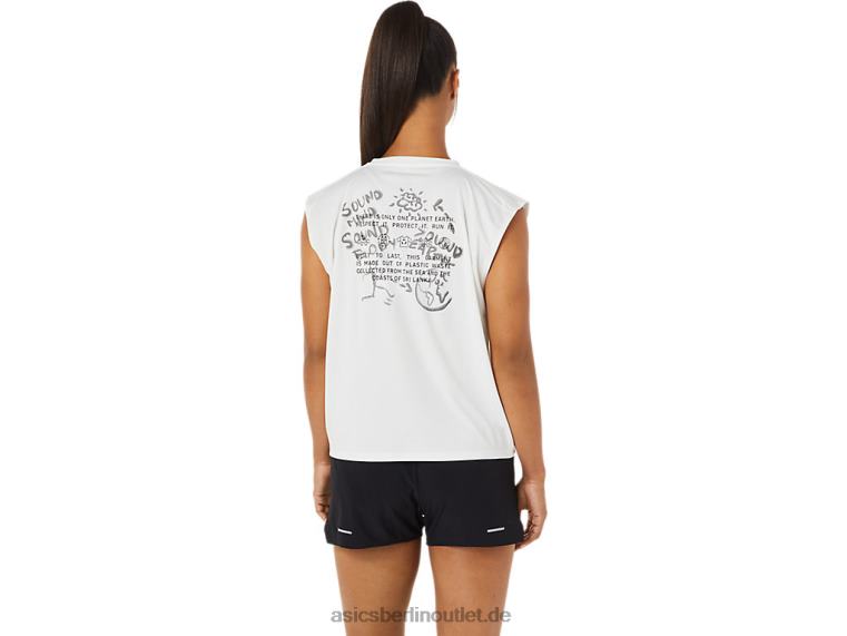Damen-Laufoberteil „Ocean Waste“. BL4N3483Asics natürliches Weiß