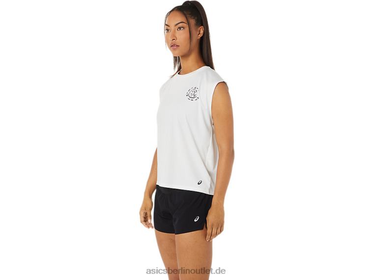 Damen-Laufoberteil „Ocean Waste“. BL4N3483Asics natürliches Weiß