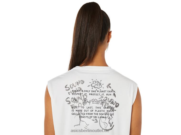 Damen-Laufoberteil „Ocean Waste“. BL4N3483Asics natürliches Weiß