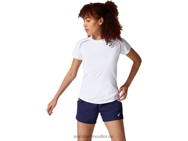Damen-Paspel-T-Shirt BL4N3880Asics strahlend weiß