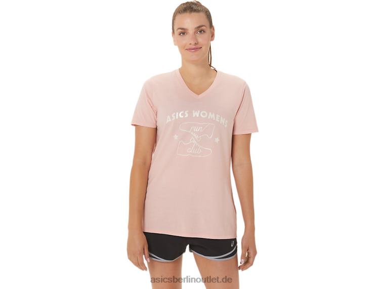 Damen Run Club V-Ausschnitt BL4N2813Asics mattierte Rose