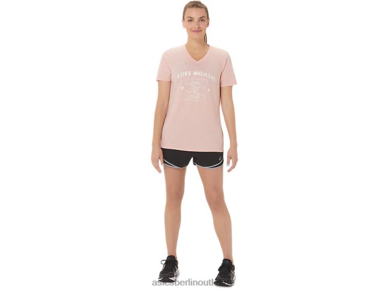 Damen Run Club V-Ausschnitt BL4N2813Asics mattierte Rose