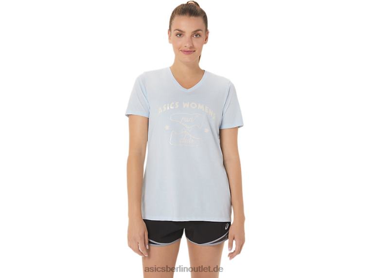 Damen Run Club V-Ausschnitt BL4N3066Asics weicher Himmel
