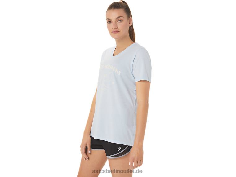 Damen Run Club V-Ausschnitt BL4N3066Asics weicher Himmel