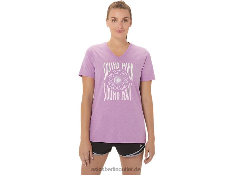 Damen-Sonnenblumen-Slogan mit V-Ausschnitt BL4N2778Asics Orchideenheide