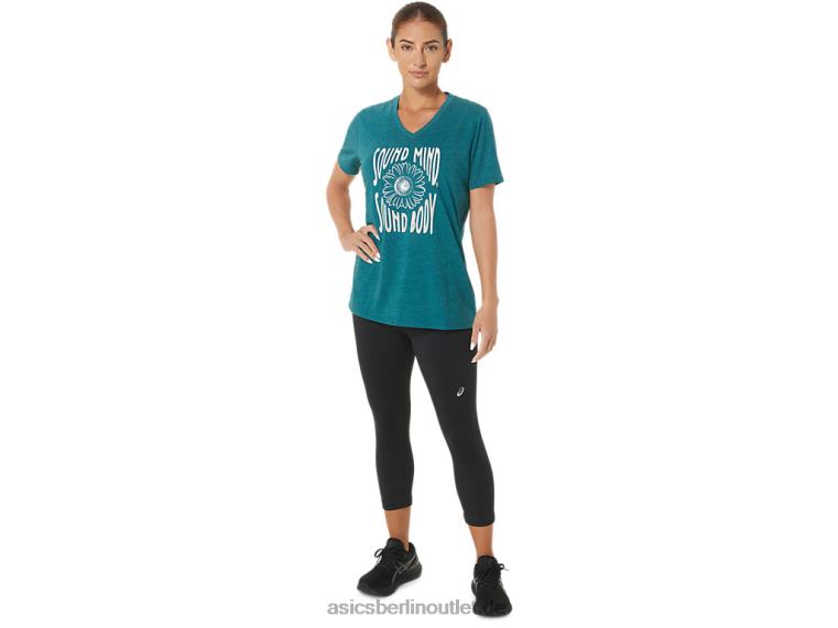 Damen-Sonnenblumen-Slogan mit V-Ausschnitt BL4N2812Asics samtiges Kiefernheidekraut