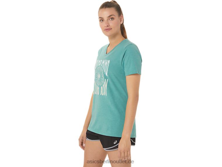 Damen-Sonnenblumen-Slogan mit V-Ausschnitt BL4N2814Asics Salbeiheide